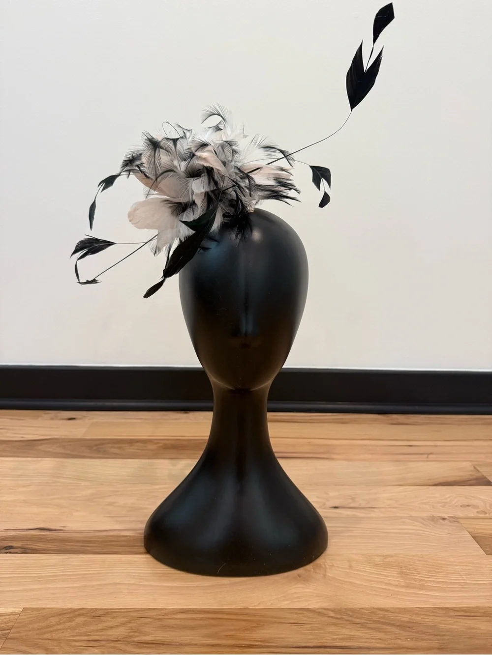Black Blush Feather Fascinator Statement Headpiece Wedding Derby